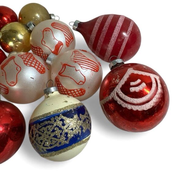 Vintage 15 Glass Mercury Christmas Tree Ornaments Rauch Shiny Brite Lot - Picture 2 of 10